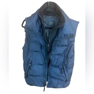 S13 Matte Edge Zip Front Down Fill Blue w/ Black Insert Puffer Vest Size S